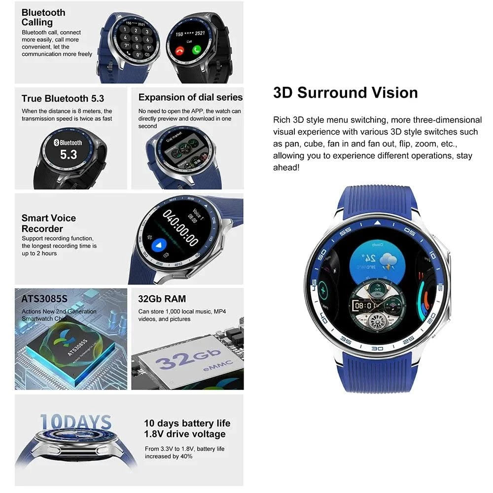 New for Oppo Watch X Men Smartwatch 32GB Extra large Memory 3D Mode MP3 MP4 Smart Watch GPS Sport Smartwatches Bluetooth calling