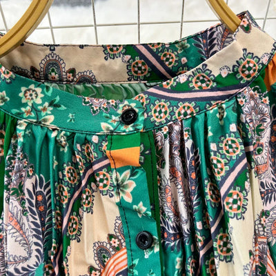 Retro Elegant Sashes O Neck Single Breasted Print Dresses Long Lantern Sleeves A-line Casual High Waist Women Autumn Clothing