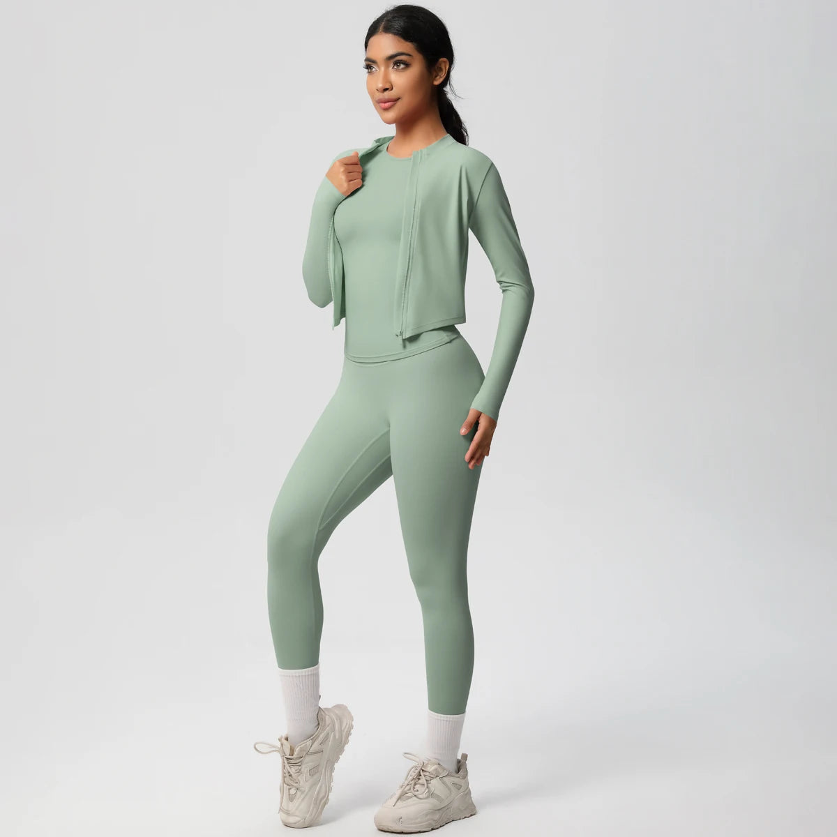 Women Sportswear Yoga Set Workout Clothes Athletic Wear Sports Gym Legging Fitness Top Long Sleeve Yoga Suit ﻿