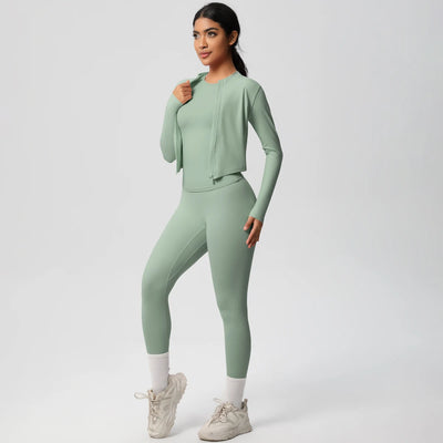 Women Sportswear Yoga Set Workout Clothes Athletic Wear Sports Gym Legging Fitness Top Long Sleeve Yoga Suit ﻿