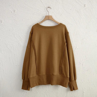 Oversized 100% Cotton Women Sweatshirts Long Sleeve Patchwork Open Side Streetwear Harajuku Pullovers Autumn Clothes For Women