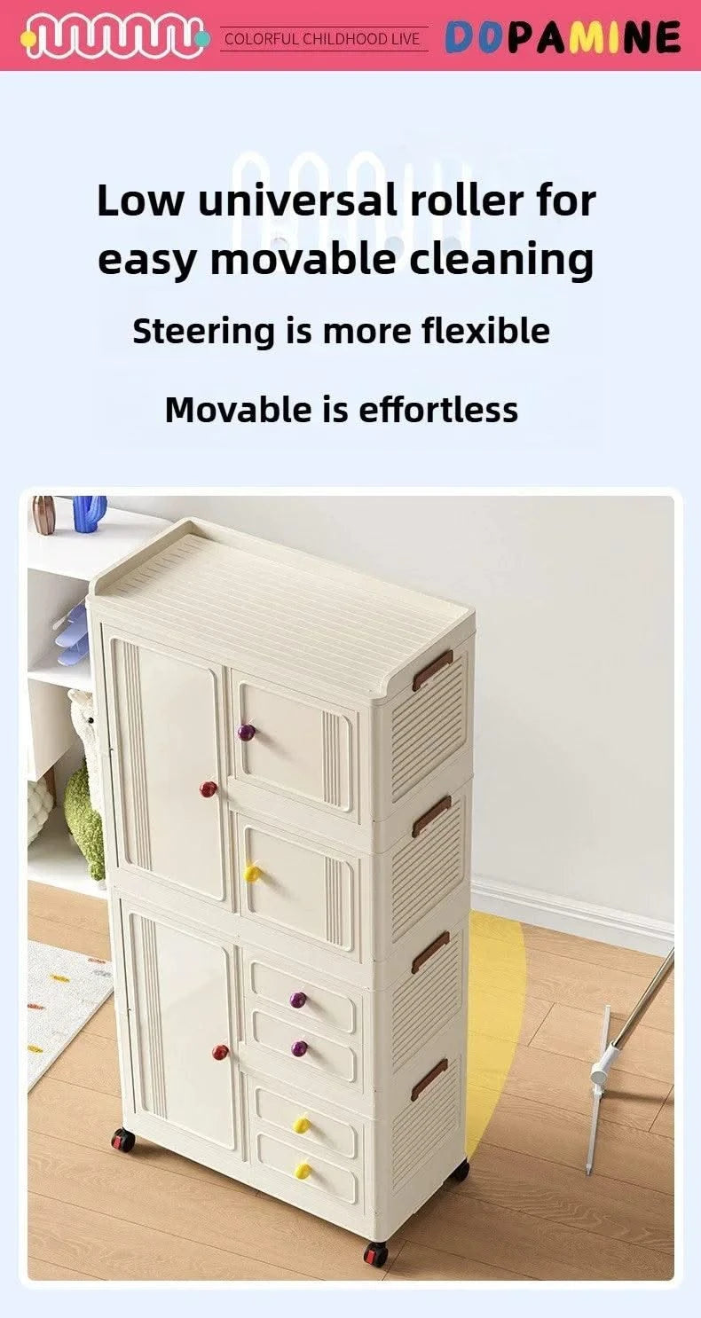 Home bedroom, children's storage cabinet, multi-layer snack cabinet, multifunctional large capacity dust-proof storage box