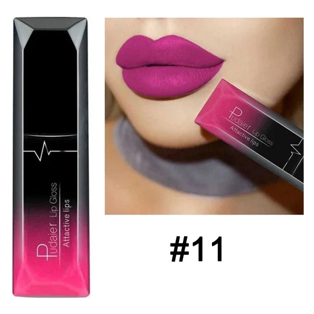 Waterproof Nude Matte Velvet Glossy Lip Gloss Lipstick Lip Balm Sexy Red Lip Tint 21 Colors Women Fashion Makeup Lipstick Tube