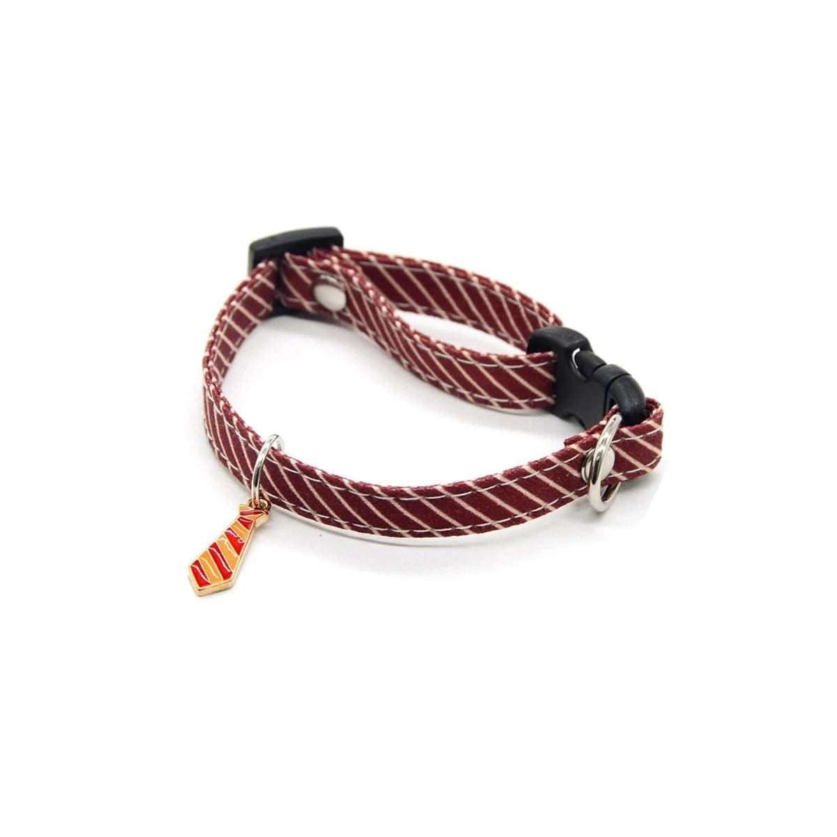 Adjustable Pet Collar, Polyester Material, Striped Design with Pendant, S/M/L Sizes for Cats