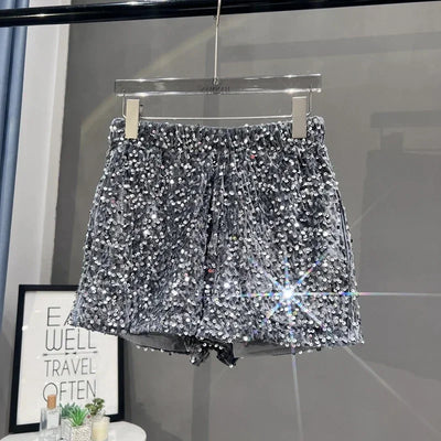 Hot Girl Y2k European and American Style Sequined Shorts Slim Fit Suede Embroidered Sequined Casual Hot Pants for Women