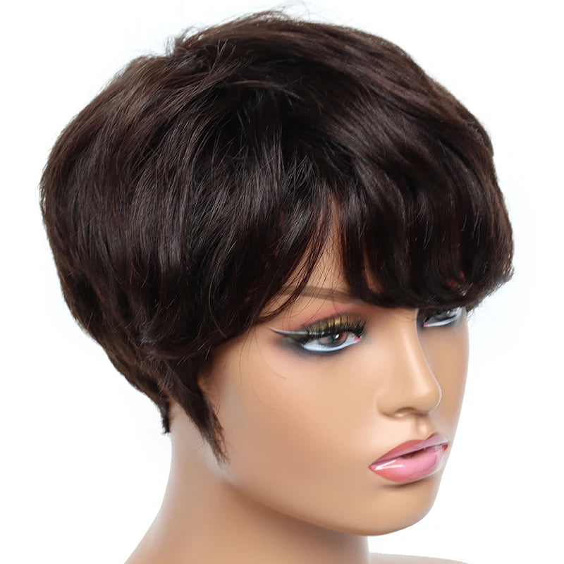 Cheap Human Hair Wigs Short Bob Pixie Cut Wig Human Hair For Women perruque cheveux humain Brazilian Colored Wig Machine Made