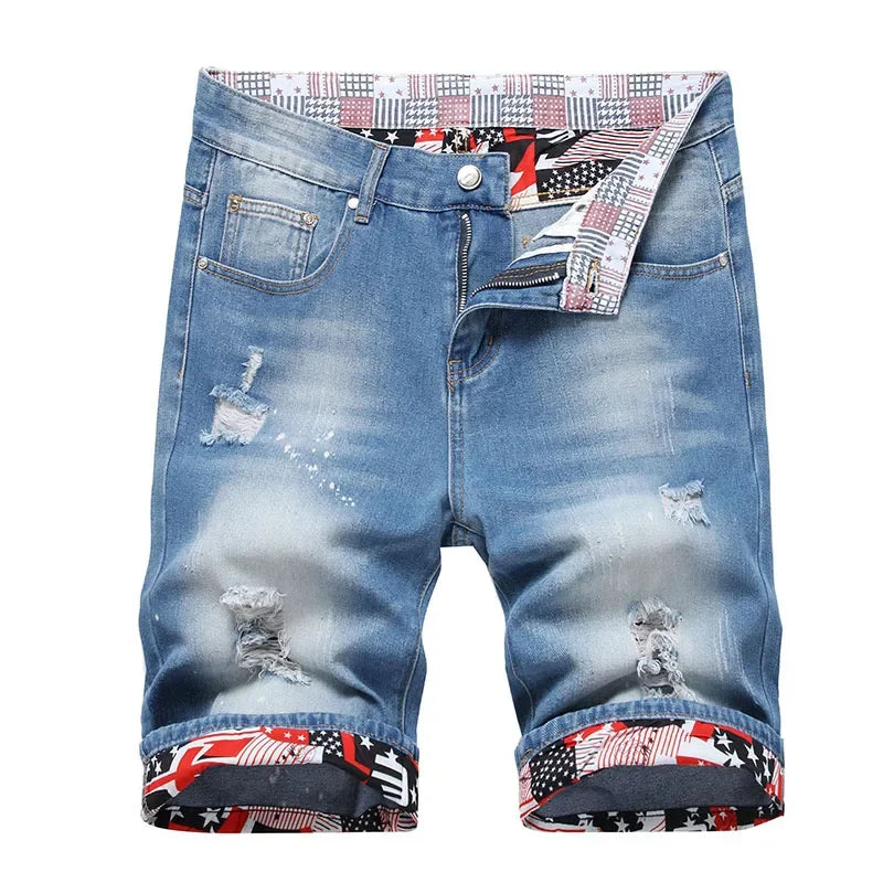 2023 Summer New Mens Ripped Short Jeans Brand Clothing Bermuda Cotton Shorts Men Thin Breathable Casual Denim Shorts