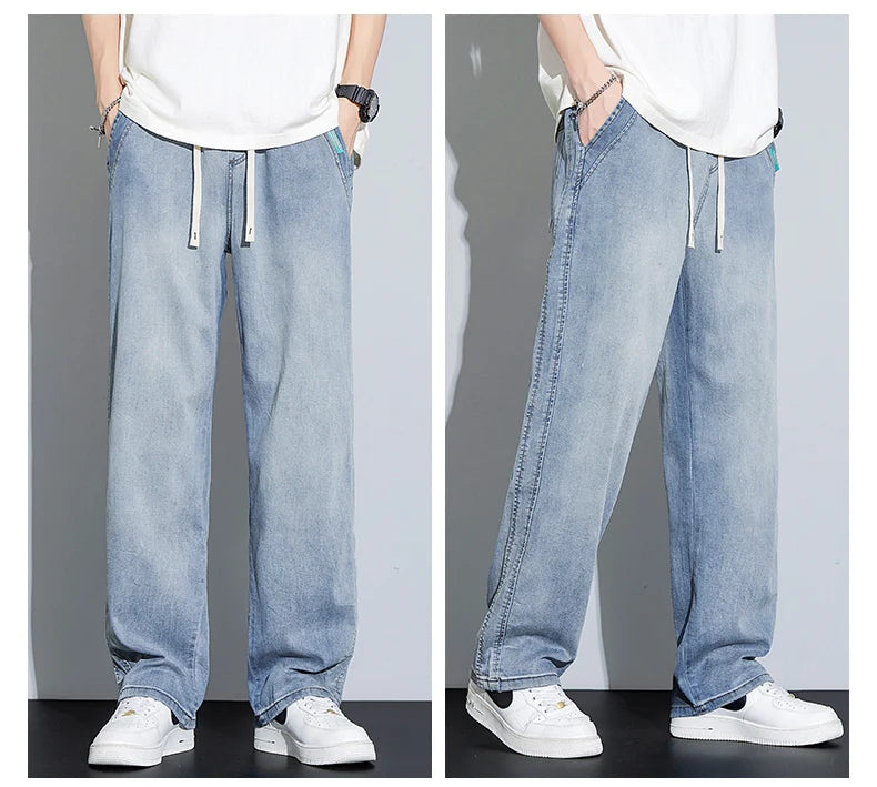 Men's Summer Pants Baggy Thin Model Jeans Pant Wide Legs Loose Casual Trousers Y2k Man Clothing Designer Clothes Man Jean Jorts
