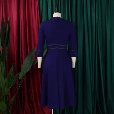 Elegant Dresses for Women Party 2024 Luxury O Neck 3/4 Sleeve High Waisted Pleated A Line Bridesmaid Midi Calf Birthday Dress