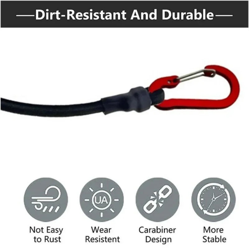 1PC Elastic Tie Rope Mountaineering Buckle Hook Canoe Bike Luggage Packaging Rope Camping Accessories