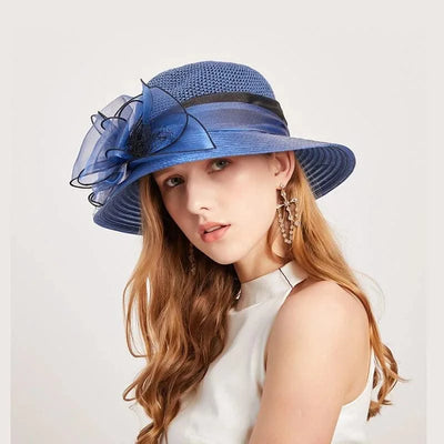 Summer Women Organza flower mesh sunshade hat