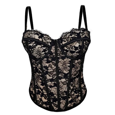 Women's Shaping Sexy Lace Corset Floral Lace Lady Bustier Elegant Slim Evening Wear Crops Lady Club Party Body Shaper Top
