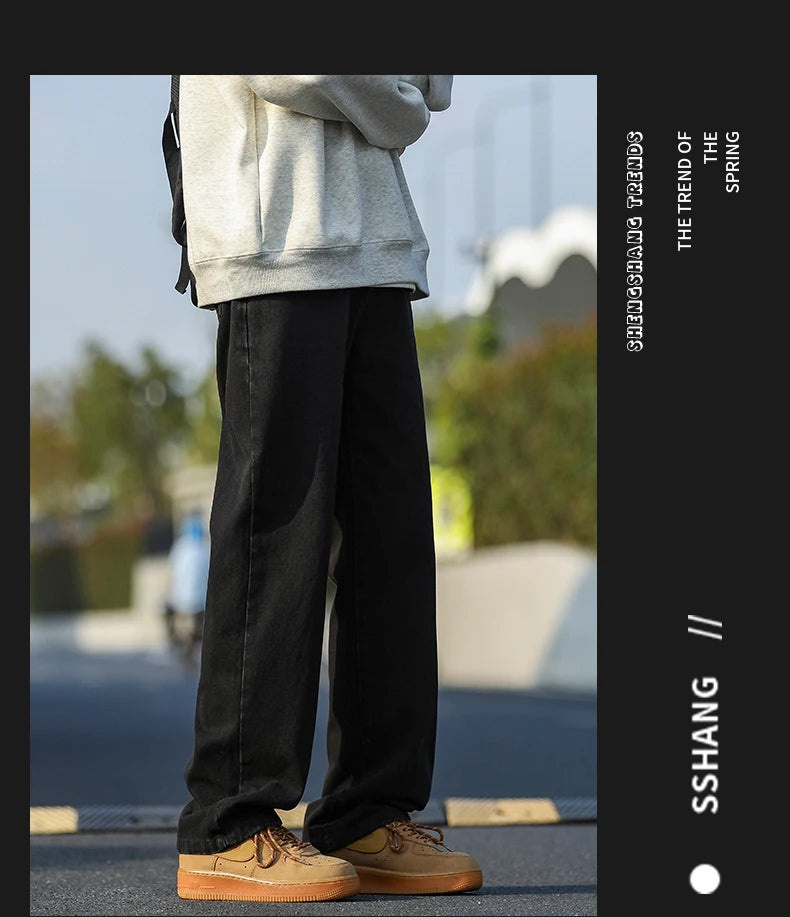 2025 New Men's Baggy Casual Jeans Male High Street Straight Leg Denim Pants American Classic Retro Autumn Casual Long Trousers