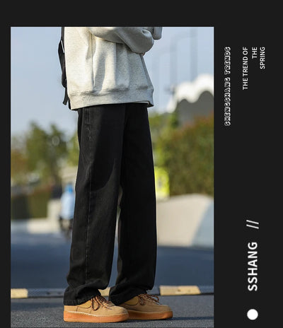 2025 New Men's Baggy Casual Jeans Male High Street Straight Leg Denim Pants American Classic Retro Autumn Casual Long Trousers