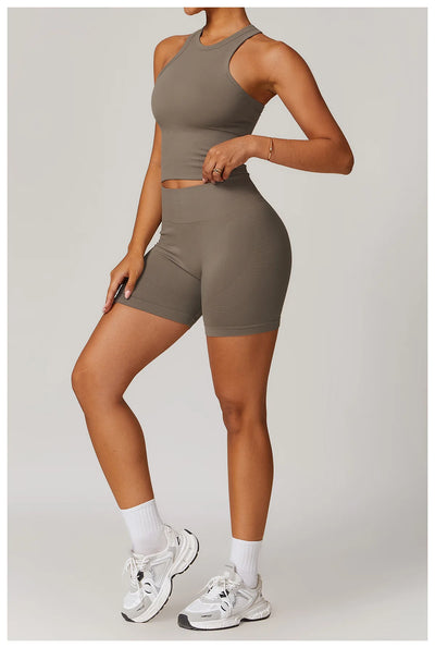 Seamless Athletic Wear Women's Clothes 2 Pieces Yoga Set Workout Sportswear Gym Clothing High Waist Leggings Fitness Sports Suit