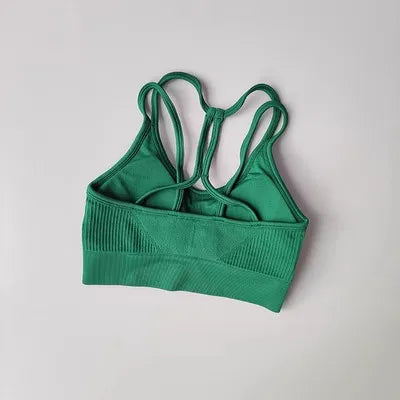 Women Breathable Sports Bra  Anti-sweat Fitness Top  Seamless Yoga Bra Gym Crop Top Brassiere Push Up Sport Bra Gym Workout Top