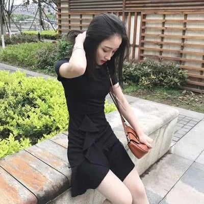 Midi Ruffle Women's Dress Soft Black Female Dresses Harajuku Elegant and Beautiful on Sale Clearance New in Clothing Hot Retro X