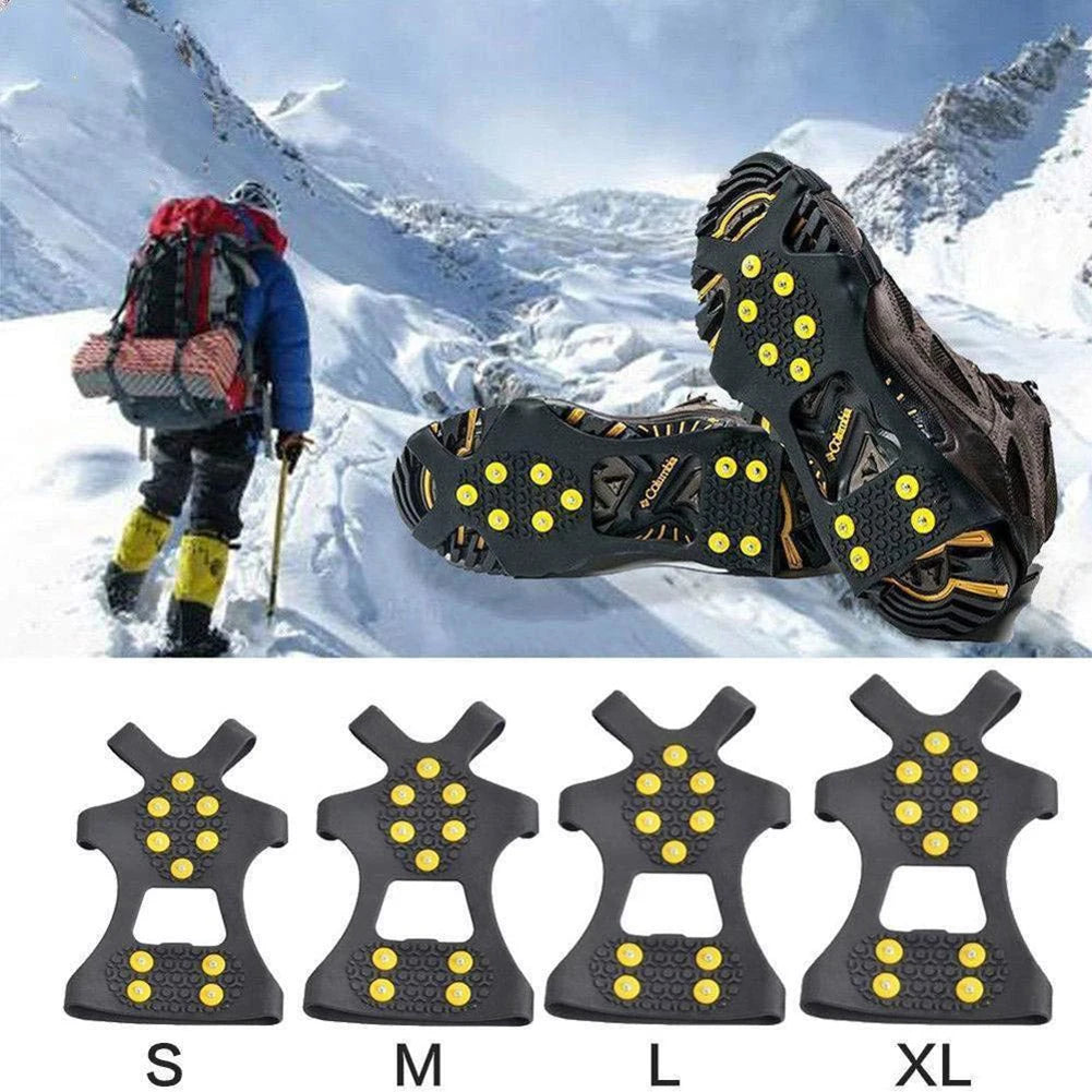 10 Teeth Mountaineering Cleats Anti-Slip Bundled Crampons Unisex Snow Claw Shoe Covers Walking Hiking Accessories