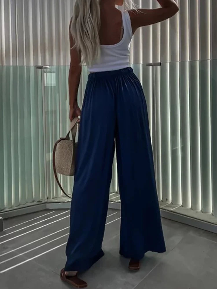 Loose Loungewear Wide Leg Pants, Women Spring Summer All Match Fashion Trousers, 2024 High Elastic Waist Ladies Pants Streetwear