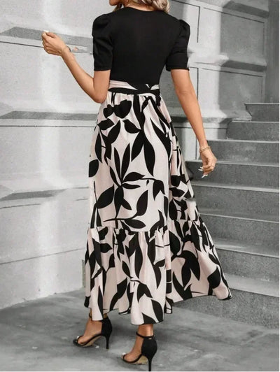 Women's Dresses Spring and Summer Clothing Popular Flower Print Crew Neck Dress Vacation Style Elegant Dress