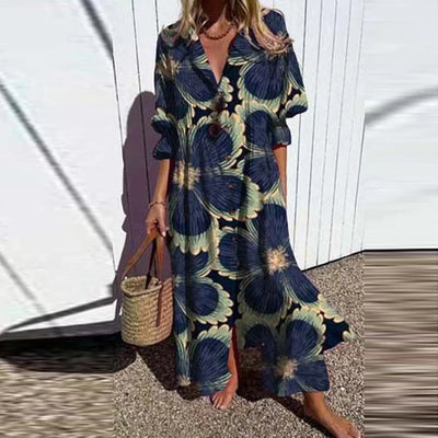 Women Dresses Summer 2025 Sexy O Neck Dot Print Boho Beach Dress Cascading Ruffle Half Sleeve Maxi Dress Wrap Sundress Robe