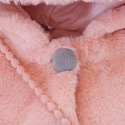 2pc/Set  Long Sleeve Cute Rabbit Hoodie Jacket Winter Plush Bow  | Baby Girl Clothes| Children 0-3years