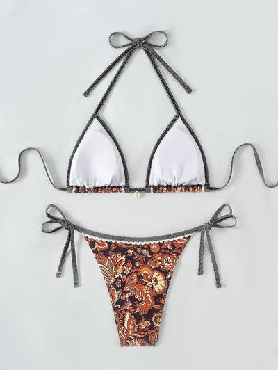 2025 Halter String Triangle Two Piece Bikini Women Swimwear Female Swimsuit Bathers Bathing Swimming Suit Beachwear Summer - Elanique