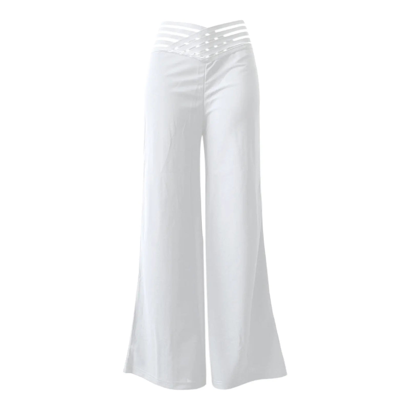 Women Wide Leg Flared Pants Autumn Casual Crisscross Sheer Mesh Patch High Waist Trousers Y2k Streetwear Elegant Work Pant