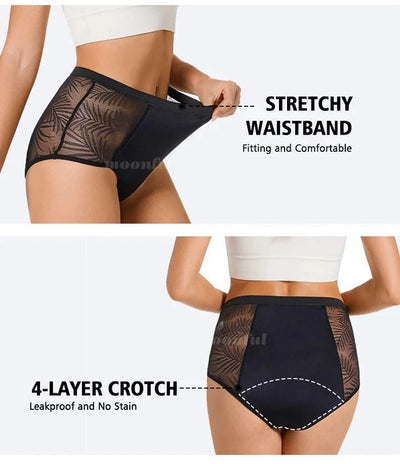 Women Period Underwear Leak Proof Panties for Menstruation Breathable Mesh Menstrual Panties High Waist Absorbent Period Panties