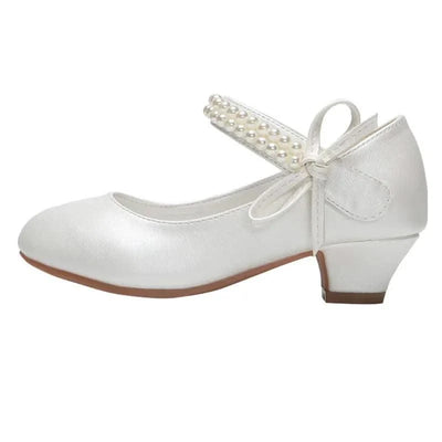 Pearl Crystal Princess Leather Shoes| High Heel Shoes For Kids, Girls, Teen Party | Wedding | Formal Sandals