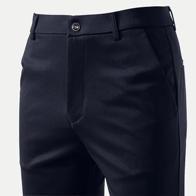 Men's Stretch Trousers Casual Smart Suit Pants Formal Straight Sport Clothing Japanese New Black Navy Elastic Office Work Pants