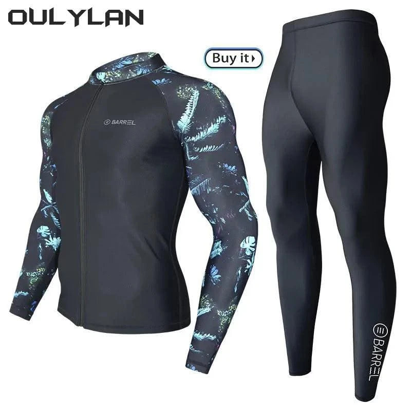 Long Sleeve Neoprene Wetsuit Women Rash Guards Swimwear Two-Piece Swimsuit Men Surfing Swimming Suit Beach Diving Bath Suit