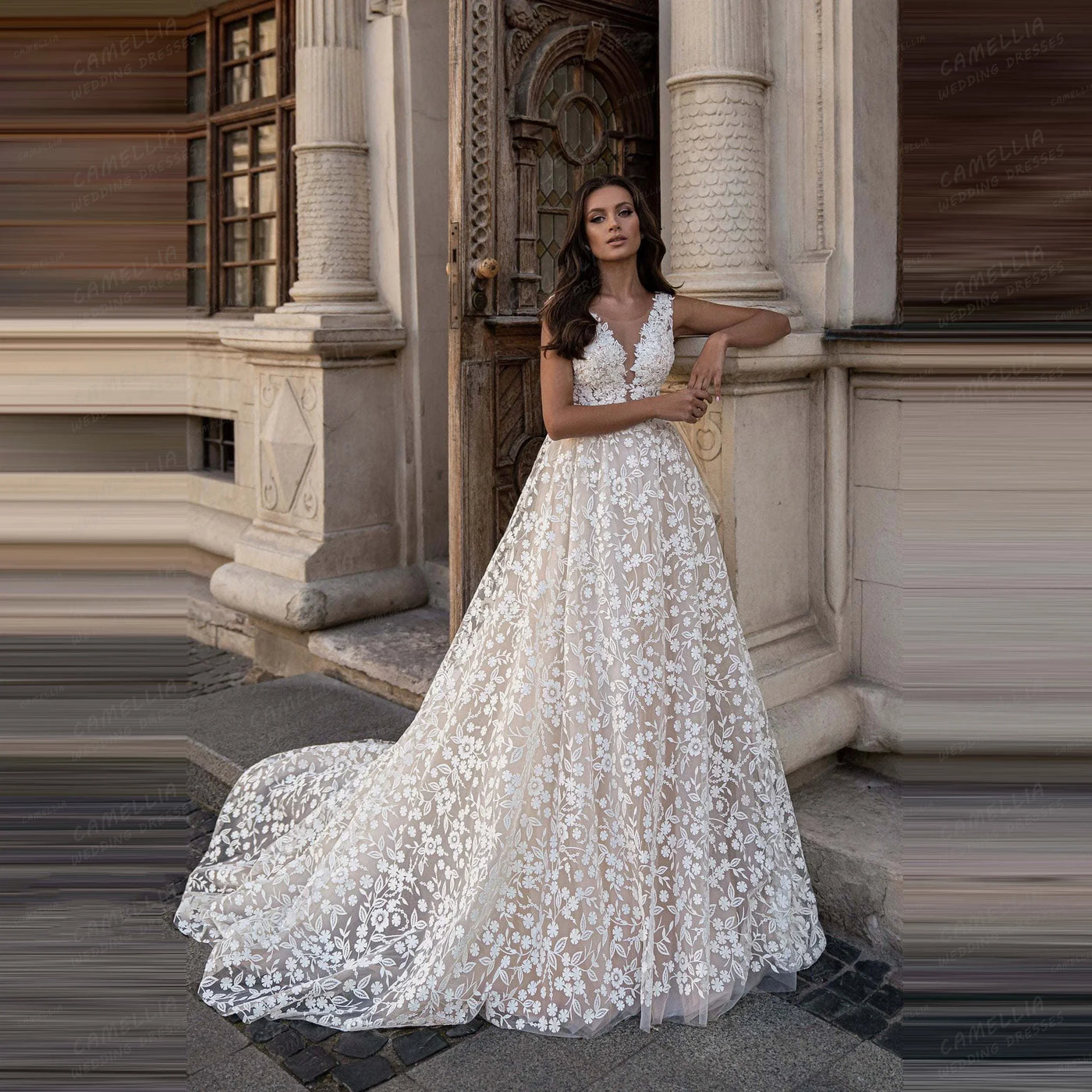 Simple Women's Wedding Dresses A Line Elegant Appliques Sexy Sleeveless Bridal Gowns Vestidos فساتين سهرة Customized