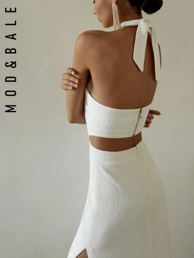 Designer Dresses 2025 New Summer Halter Neck Cutout Slim Fit Maxi Dress Backless Long Skinny High Slit Party Evening Dress