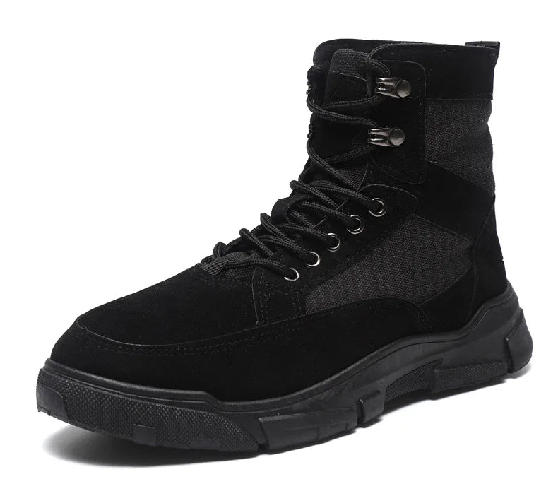 Outdoor Training Men's Tactical Boots High-Top Desert Shoes Camouflage Climbing Hiking Shoes for Men Canvas Platform Ankle Boots