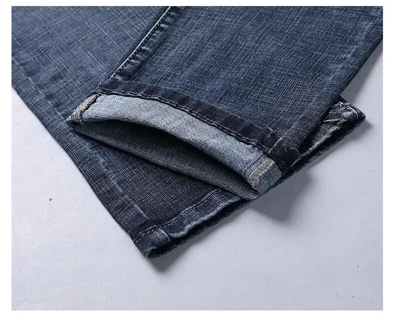 New Business Men's Jeans Casual Straight Stretch Fashion Classic Blue Black Work Denim Trousers Male Brand Clothing Mens Jeans