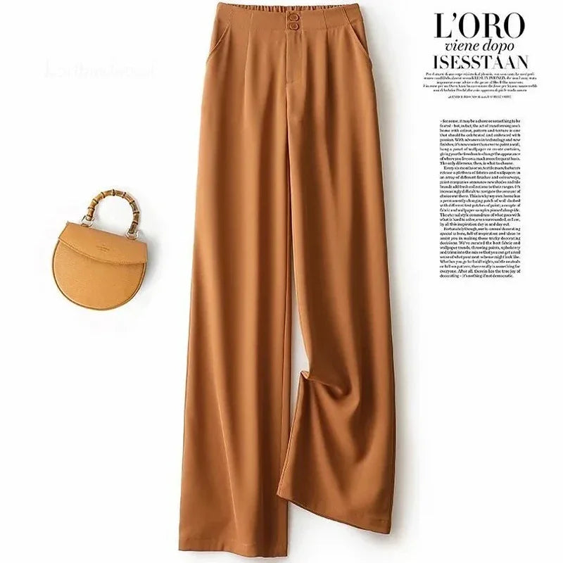 Suit Wide Leg Pants for Women in Summer with A High Waistline  2023 New Loose and Slim Straight Tube Casual Chiffon Pants