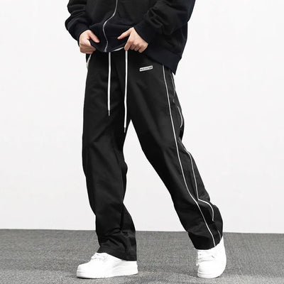 Men's New Woven Trousers High Street Trend Retro Casual Cuff Long Pants