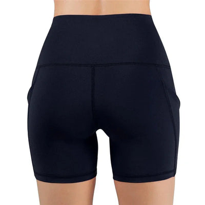 Women's Sports Shorts Biker Short Pocket High Waist Yoga Legging Fitness Tights Women Cycling Athletic Gym Running Yoga Shorts