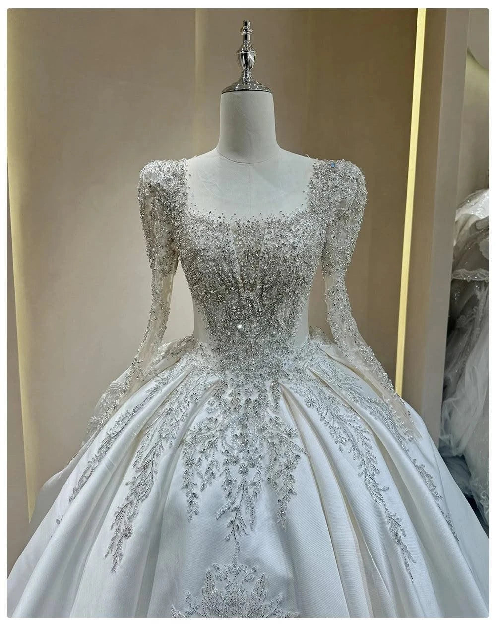 Wedding Dress with Sparkling Embellishments and Long Trains Delicate Lace