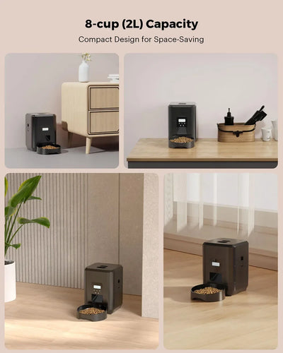 2L Automatic Pet Feeder Smart Food Dispenser For Cat And Dog Regular Quantitative Feeding With Record Feeding Bowl Pet Supplie