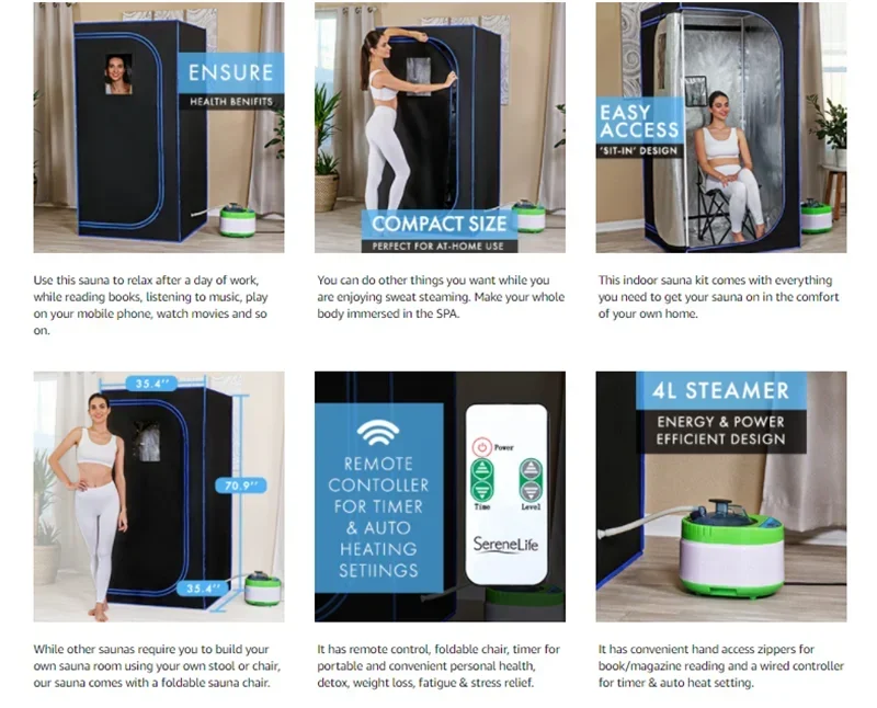 Full Size Personal Steam Sauna Set for Home, Portable 1 Person Full Body Steam Spa for Relaxation, Detox Therapy