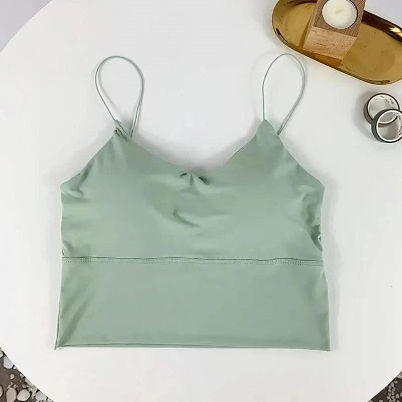 Women Summer Vest Tops Sleeveless Cotton Bustier with Pads