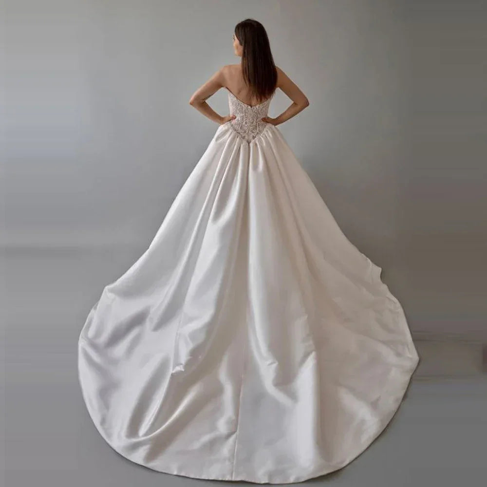 2025 Elegant Women Wedding Dresses Sexy Sleeveless A-Line Gowns Mopping Length Engagement Banquet Vestidos De Novias Customized - Elanique
