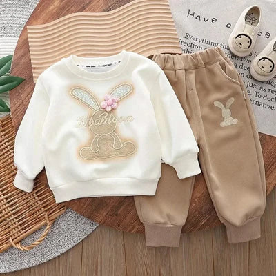 Cartoon Rabbit Long-Sleeved Sweater & Pants (Two-Piece) For Children |Girl's Clothes |Spring and Autumn