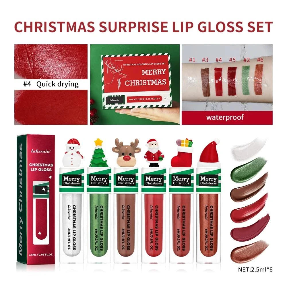 Christmas Colorful  Long-Lasting Water Resistant Lipsticks Lip Gloss Set Woman Makeups
