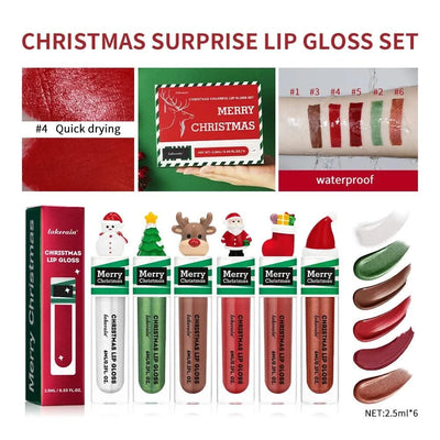 Christmas Colorful  Long-Lasting Water Resistant Lipsticks Lip Gloss Set Woman Makeups