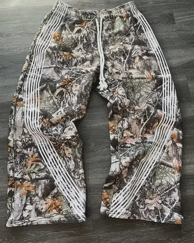Harajuku embroidery pattern baggy pants retro loose sweatpants women joggers women pant leg zipper hip hop casual crop pants