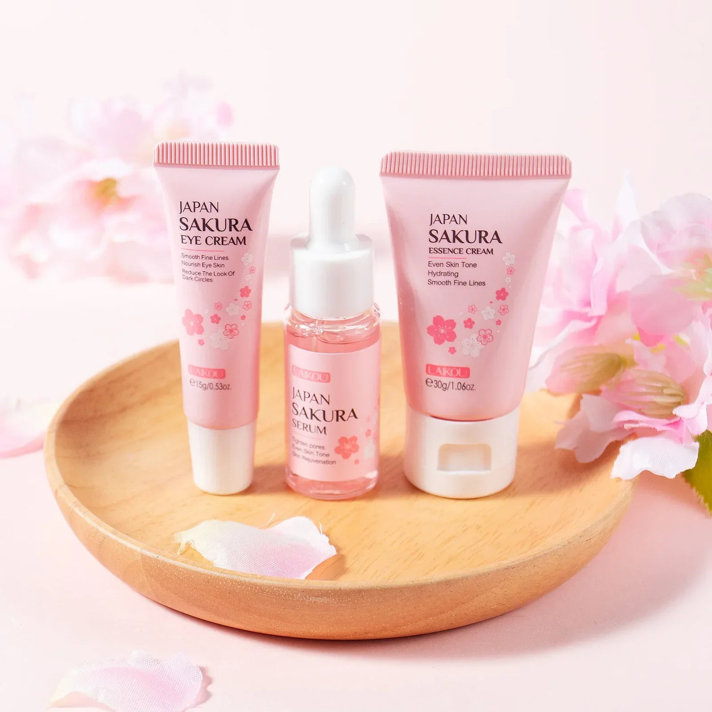 3pcs/set Sakura Skin Care Sets Face Cream Serum Eye Cream Face Beauty Products for Women Daily Moisturizing Skin Care Products