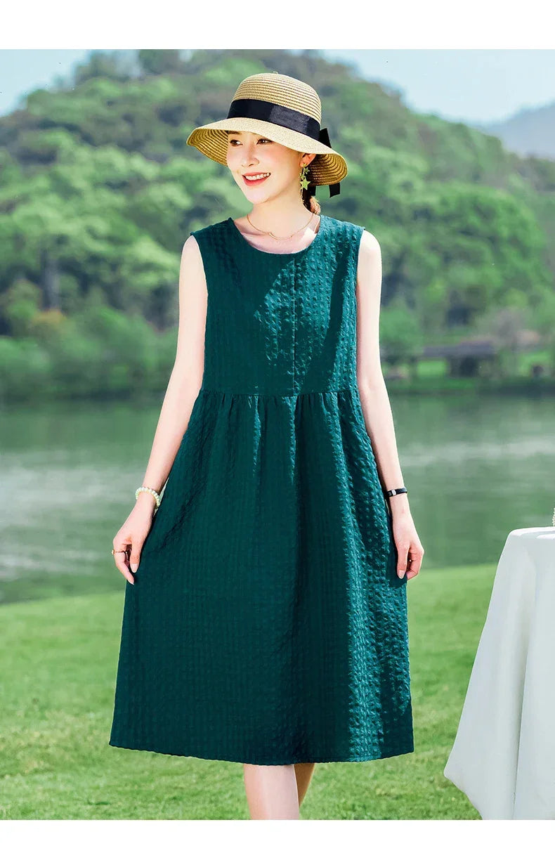 New Arrival Solid Summer dresses for Women Sleeveless plus size dresses vestido verano mujer